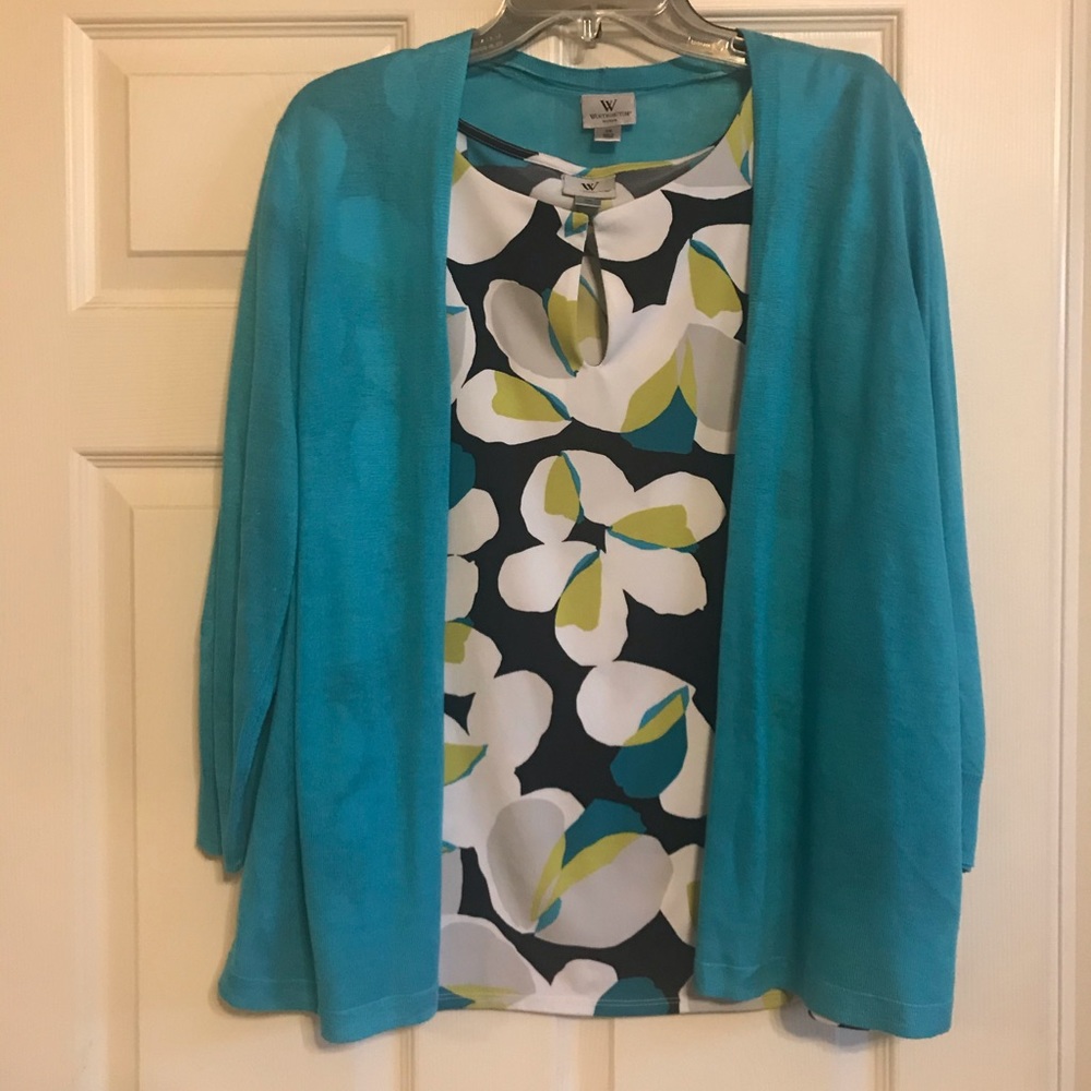 Worthington dress shirt and cardigan